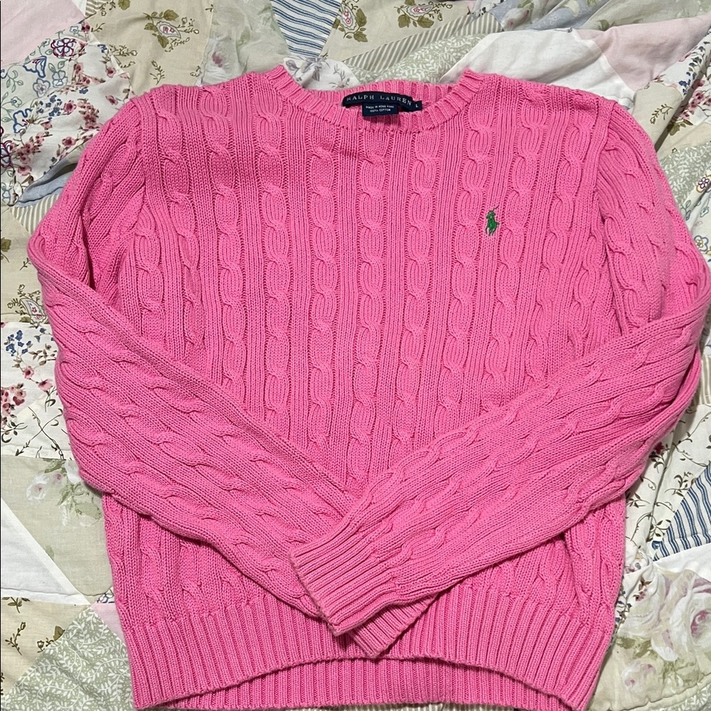 Ralph Lauren Vibrant Pink Cable Knit Sweater